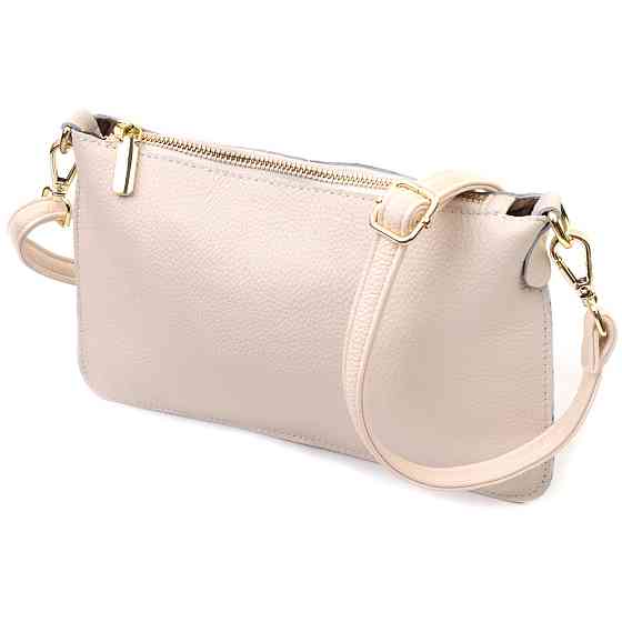 Жіноча сумка-клатч на літо з двома ременями з натуральної шкіри Vintage 22648 Біла Київ