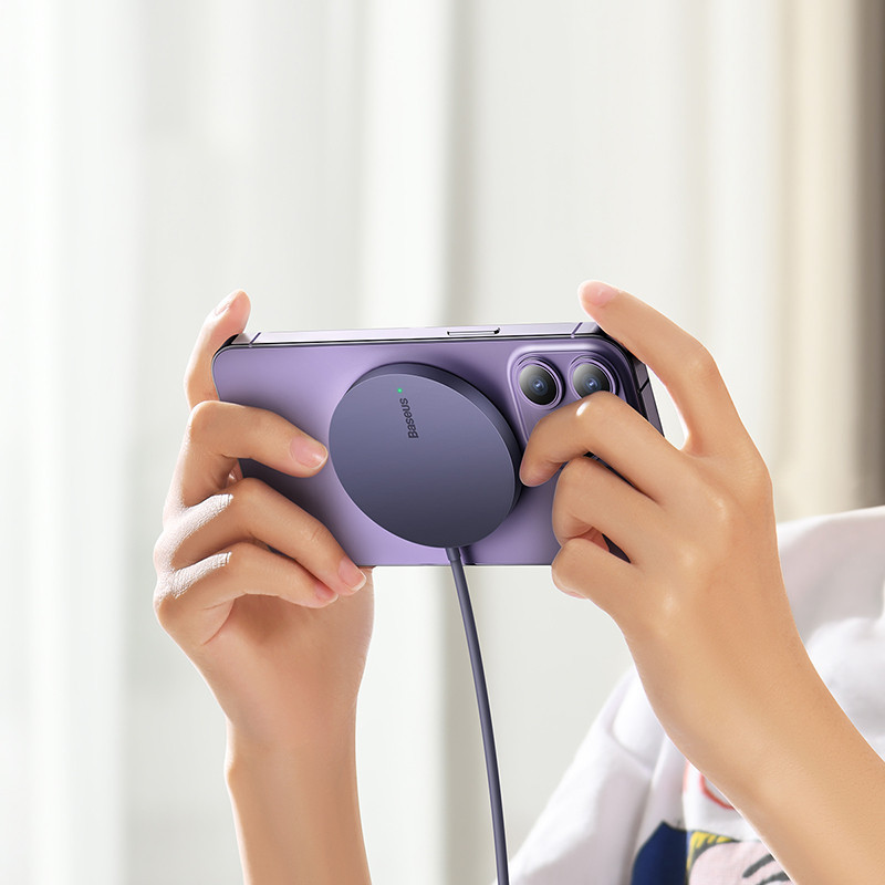 Бездротовий зарядний пристрій Baseus Simple Mini3 Magnetic Wireless Charger 15W Dusty Purple Київ - фото 9