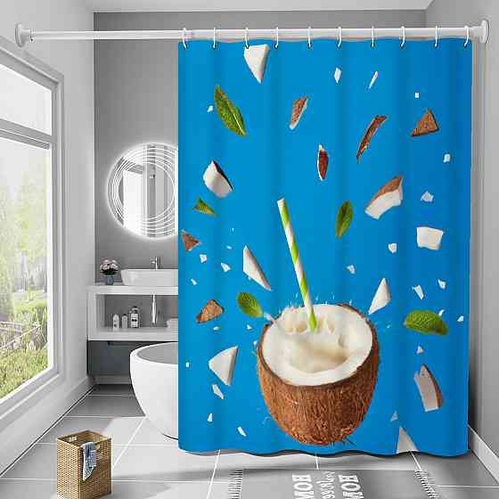 Шторка для ванны из полиэстера водонепроницаемая Bathlux 180x180 см с кольцами, занавеска для ванной комнаты Каменец-Подольский