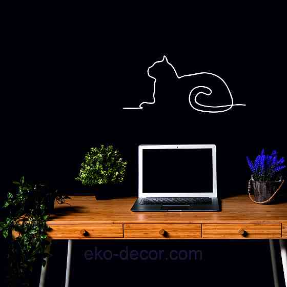 Декоративное настенное 3D Панно «Кот» Декор на стену с объемом 90*41 см, Белый Киев