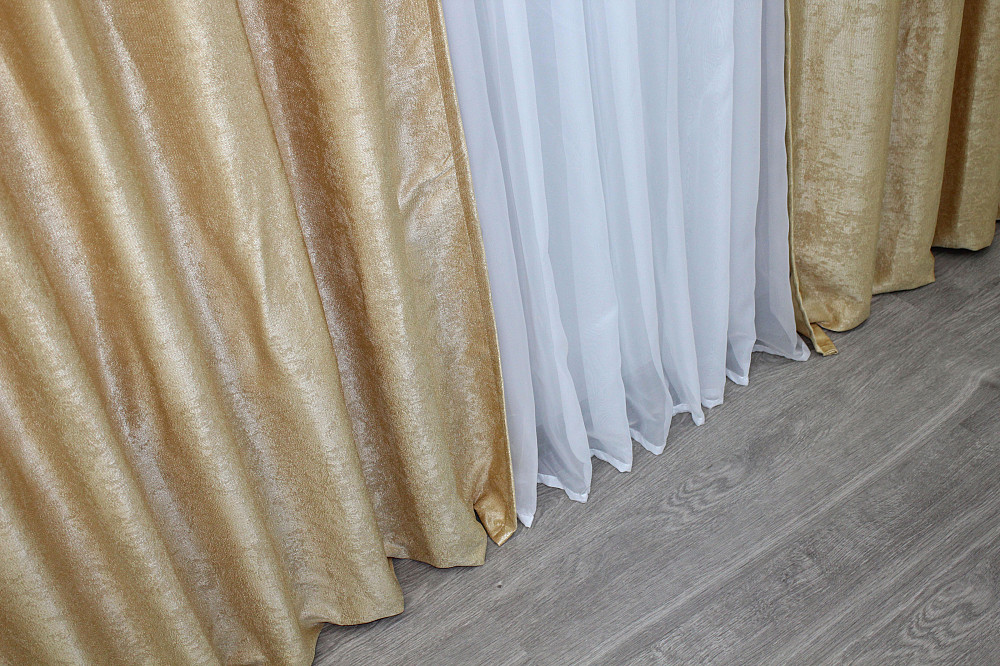 Комплект готових штор VR-Textil Льон Парма № 1089ш Золотистий 100х250 см 2 шт (39-845) Київ - фото 8