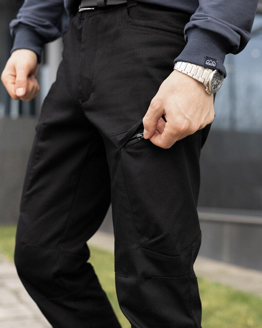 Штани карго чоловічі чорні базові котонові Pobedov Skystone Київ - фото 7