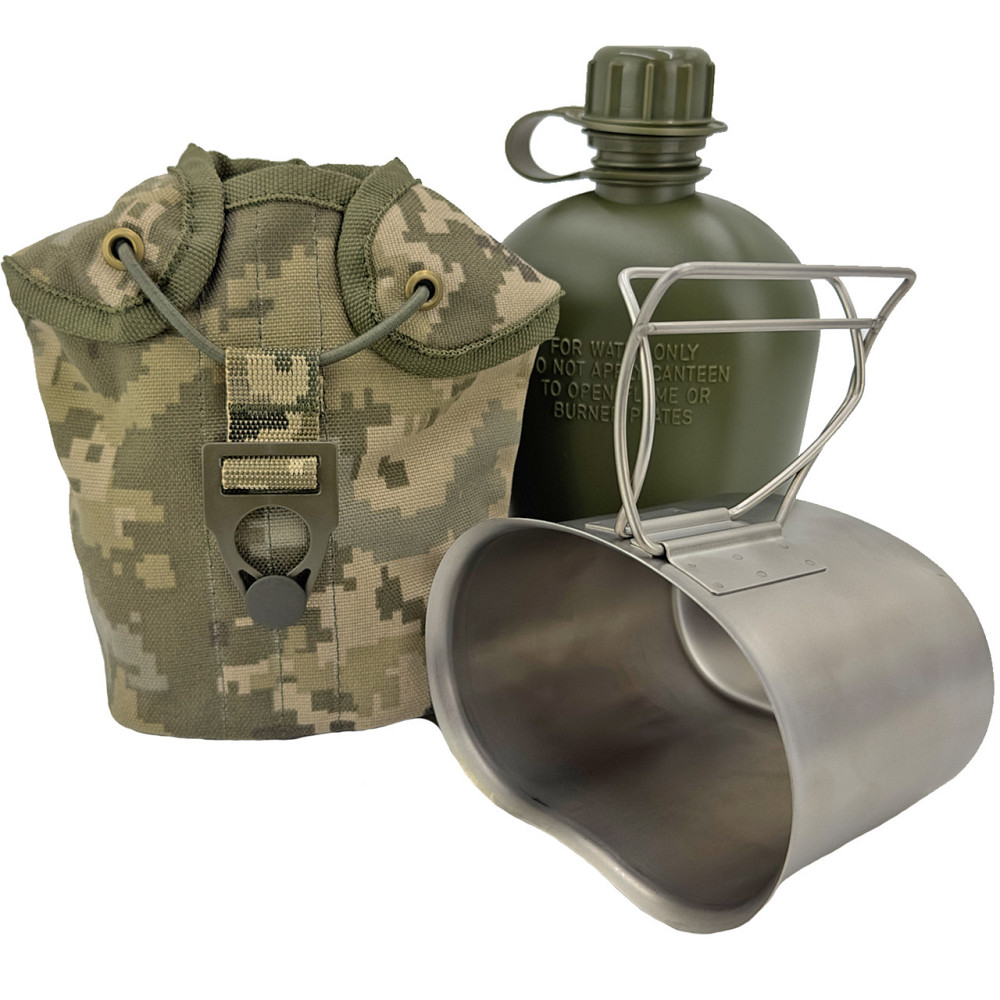 Фляга з нержавіючою кружкою в чохлі Cordura 1000 D Піксель ММ-14 Запоріжжя - фото 2