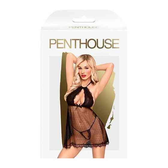 Комплект сорочка в стиле 60-х и трусики с доступом Penthouse - Libido Boost Black S/M Sex Aura Киев