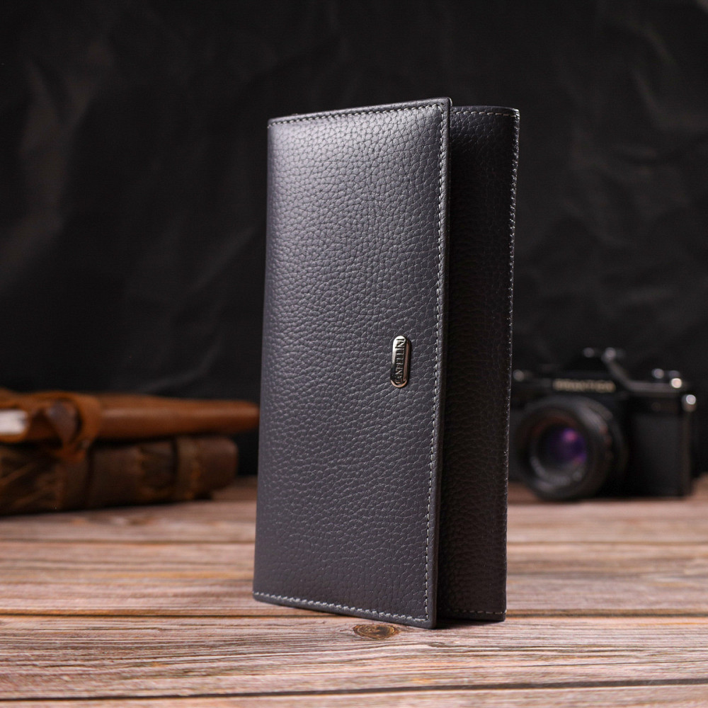 Вместительный кошелек для женщин из натуральной кожи Серый (CANPELLINI) Киев - изображение 2