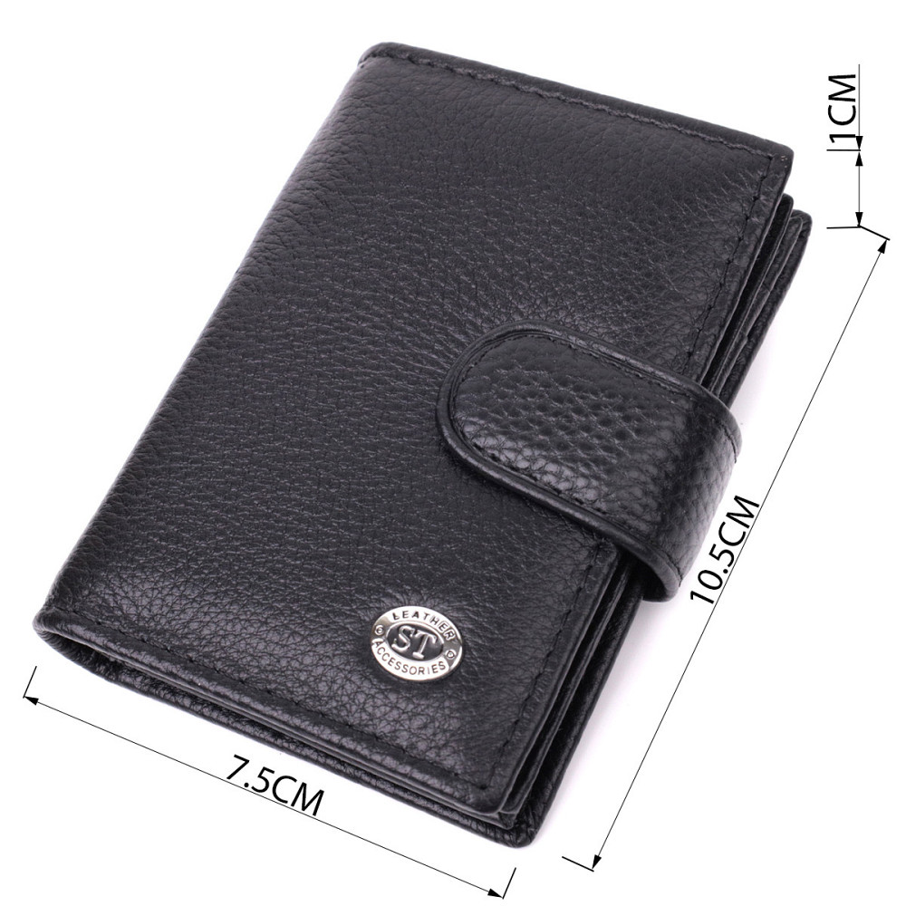 Надійна візитниця з натуральної шкіри Чорний (ST Leather) Київ - фото 8
