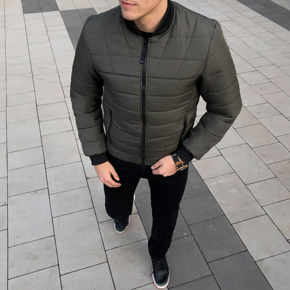 Чоловіча куртка бомбер на блискавці хакі Pobedov Povezlo Київ - фото 5