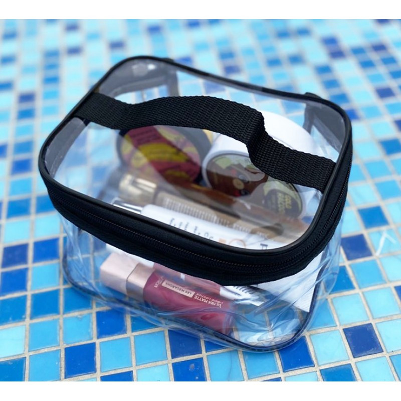 Прозрачная прямоугольная силиконовая косметичка М р006-black (черная) Сумы - изображение 1