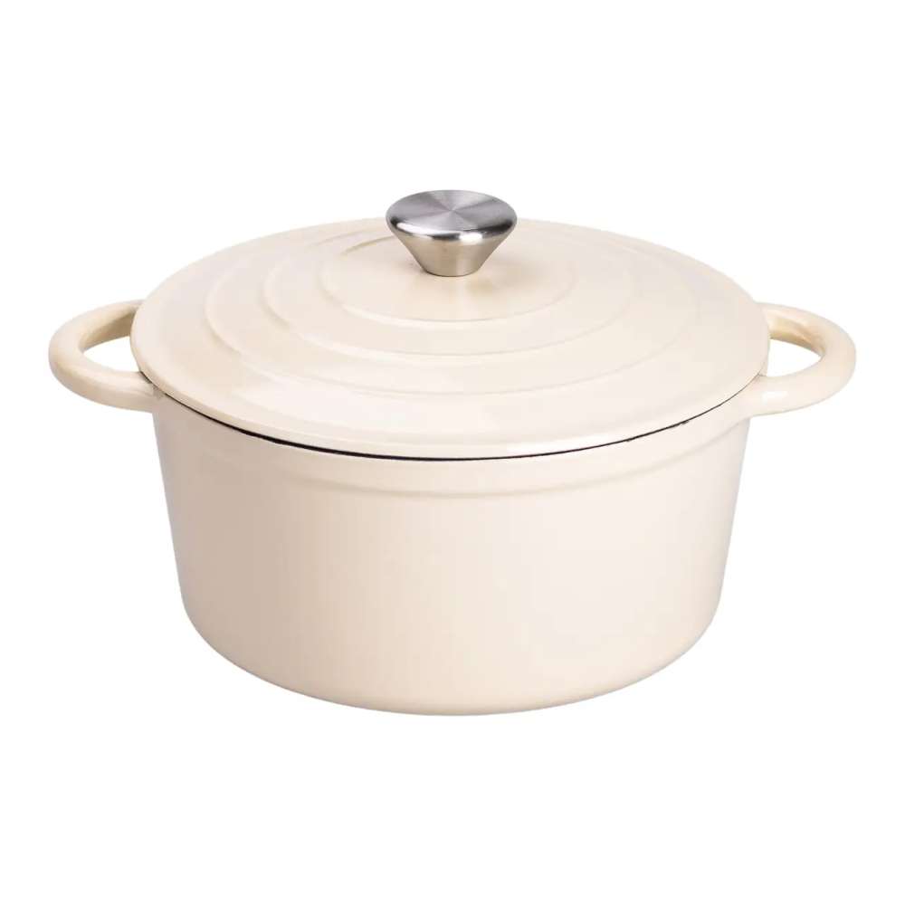 Набір чавунного посуду 1/2/3/4 л емальований 3 каструлі сковорода, комплект кухонного начиння для готування Бежевий HP-1-6-WHITE Коломия - фото 4