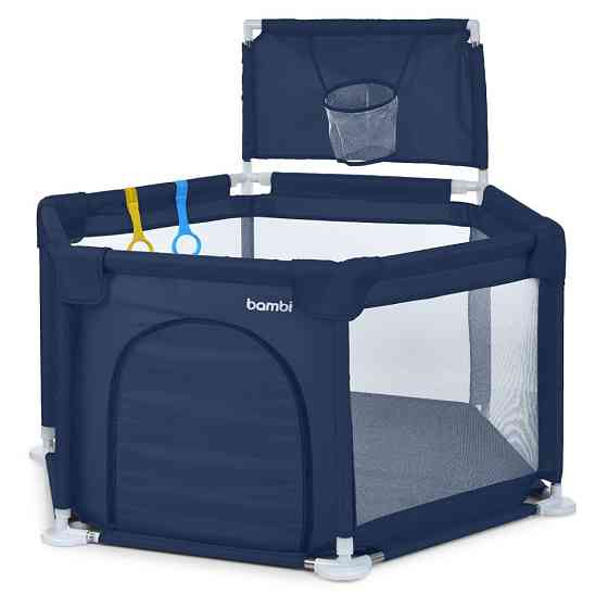 Детская кровать-манеж MR 1340-BL, ширина с ножками 132 см Винница