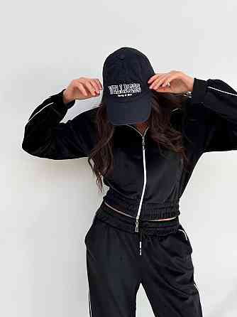 Велюровый костюм женский с широкими штанами Черный 42/46 Харьков