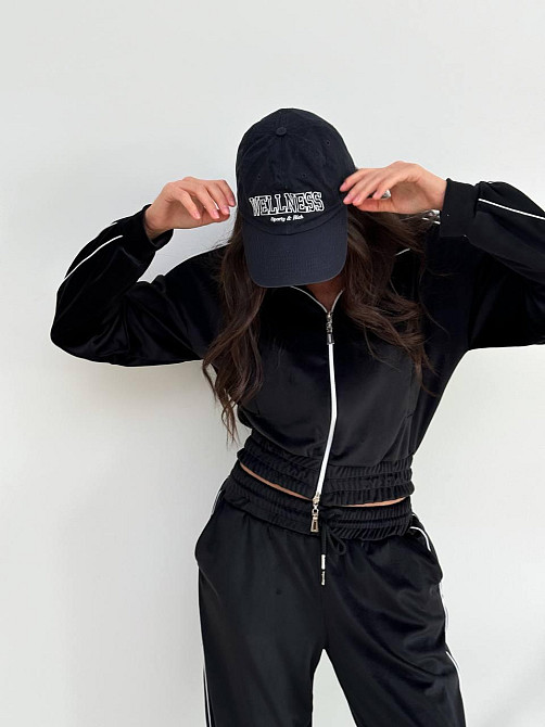 Велюровый костюм женский с широкими штанами Черный 42/46 Харьков - изображение 3