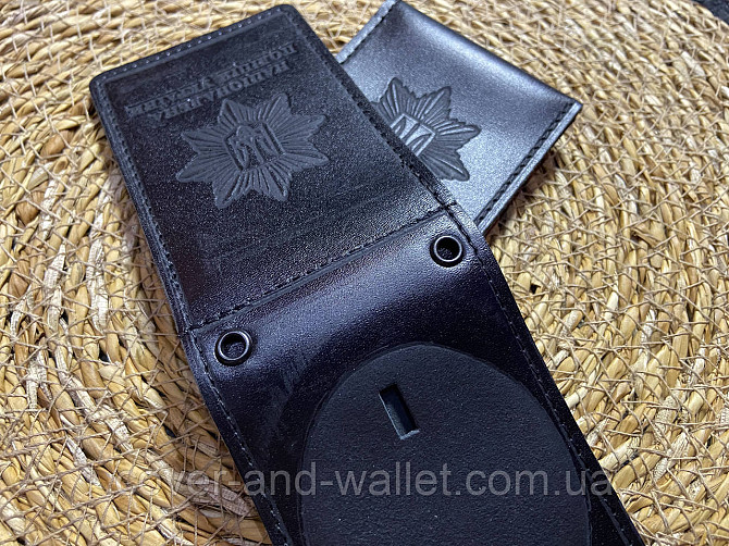 Кожаная обложка НПУ (национальная полициия) под жетон на два отделения PS Leather Киев - изображение 9