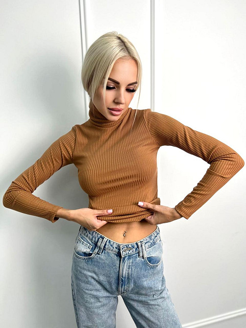 Жіночий гольф в рубчик "Made" оптом | Норма Кемел, 46-48 Київ - фото 2