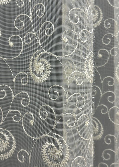 Тюль VR-Textil 1685т Фатин с вышивкой Молочный 300х270 см (42-0728) Киев - изображение 7