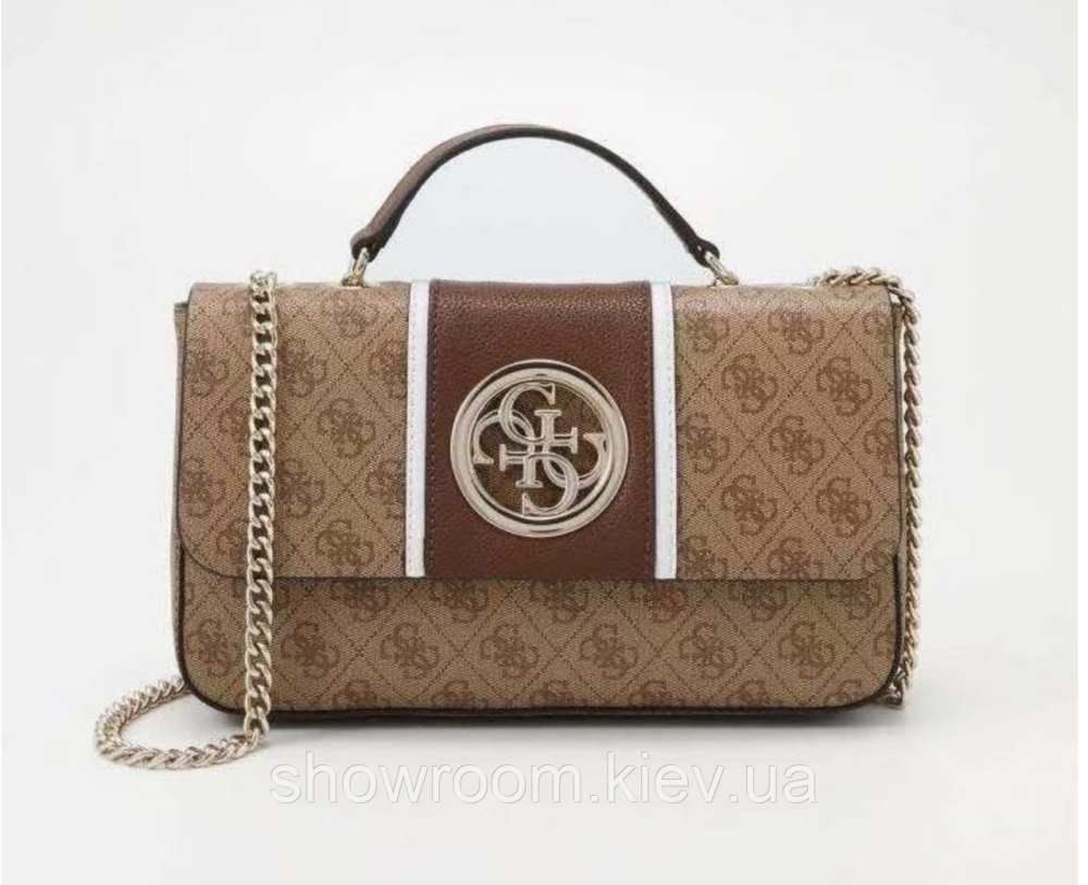 Стильна жіноча сумка на плече Guess (6930) brown Київ - фото 1