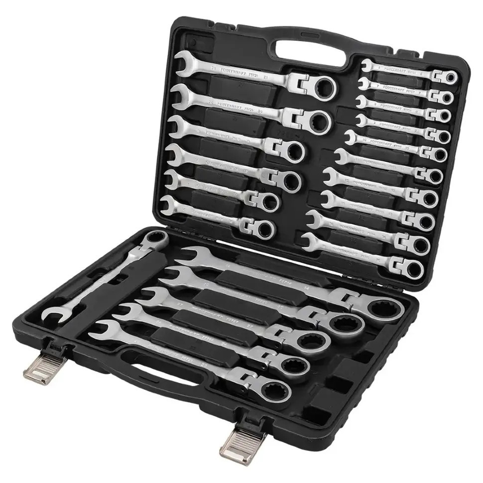 Набір ключів тріскачкових з шарніром 22пр. (6-32мм) FORCEKRAFT FK-10342 Одесса - изображение 1