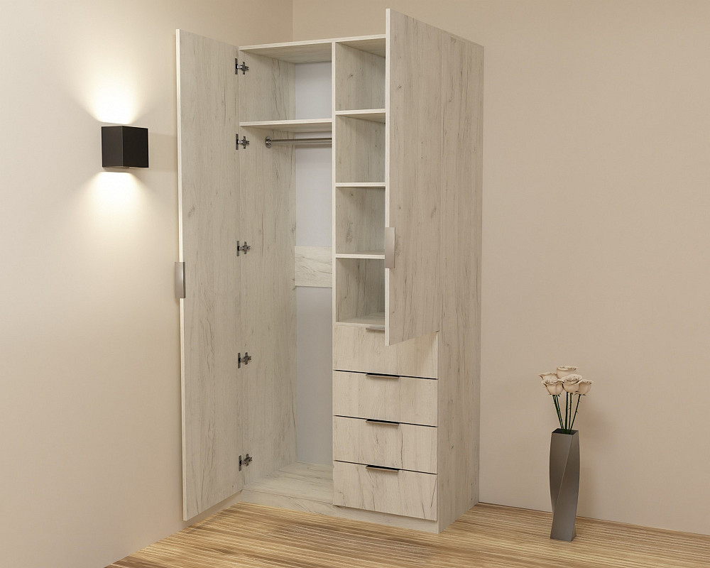 Шафа Крістал 1, Дуб Крафт Білий, 1000х520х2100 Львів - фото 3