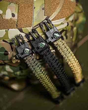 PARACORD БРАСЛЕТ З ВИСКОРЕМ, КОМПАСОМ ТА СВИСТКОМ КАЙОТ Київ