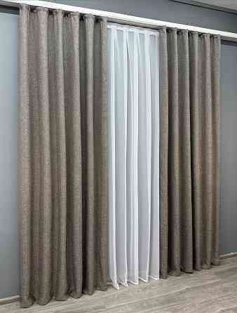 Комплект готовых штор VR-Textil Лен Мешковина № 1769ш Серый 100х270см 2 шт (31-927) Киев