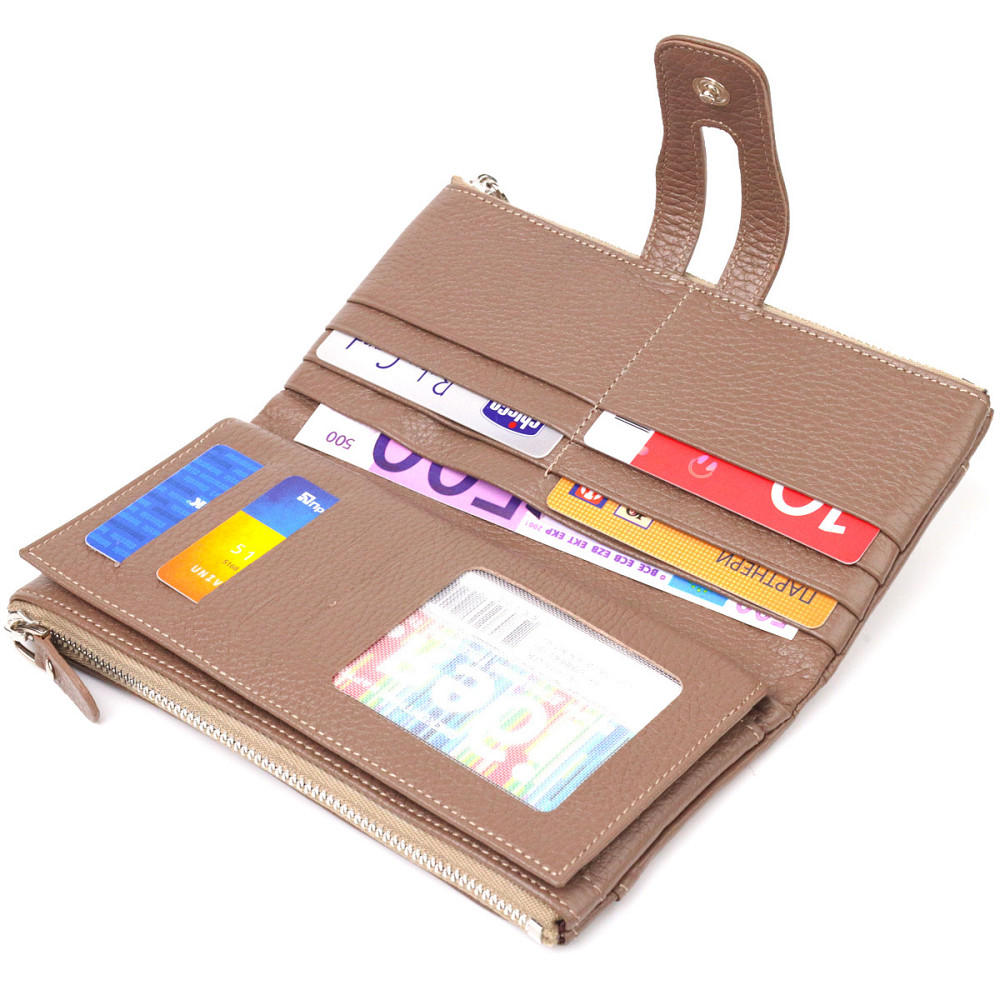 Интересный кошелек из натуральной зернистой кожи CANPELLINI 21634 Бежевый Киев - изображение 4