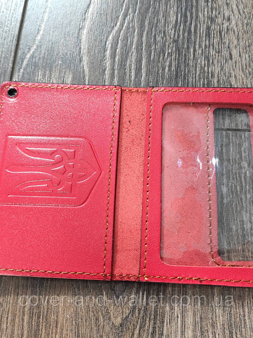 Жіноча шкіряна обкладинка на посвідчення ДСНС червоного кольору Київ - фото 6