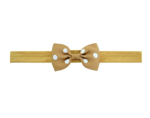 Детская кофейная повязочка в горошек - окружность 36-60см, бантик 7,5см Киев - изображение 1