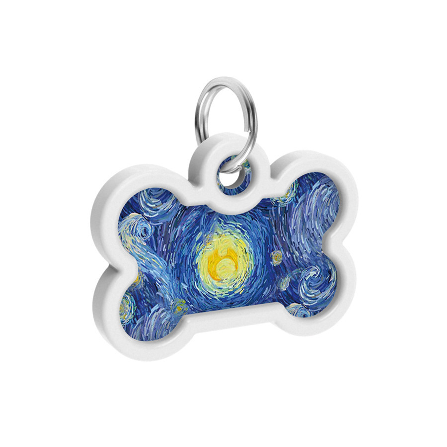 Адресник для собак і котів металевий WAUDOG Smart ID з QR-паспортом, малюнок "Водяні лілії", кістка, Д 40 Вінниця - фото 4