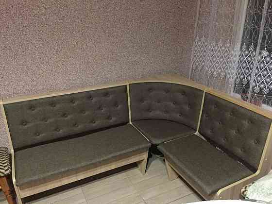 Кухонный уголок Ткань / ДСП (без стола и табуреток)  114 см х 154 см - Дуб Самоа Львов