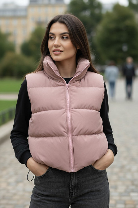 Жилетка черная женская укороченная Пудровый 50/52 Харьков - изображение 1