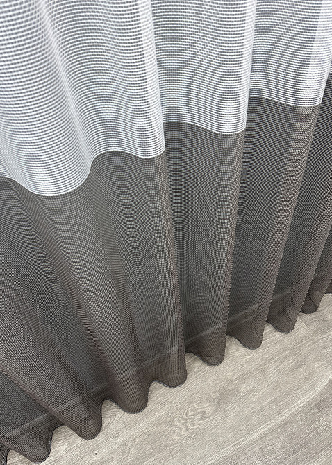 Тюль VR-Textil 1746т Сітка Льон Білий з венге 300х250 см (42-0756) Київ - фото 7