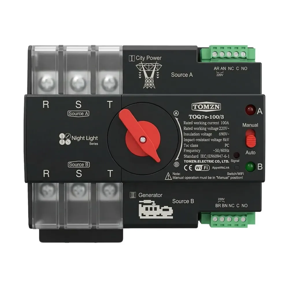 Автоматичний перемикач (АВР) під DIN-рейку з Wi-Fi TOMZN TOQ7e-100/3P 100A 3 полюси (51-00120) Київ - фото 9