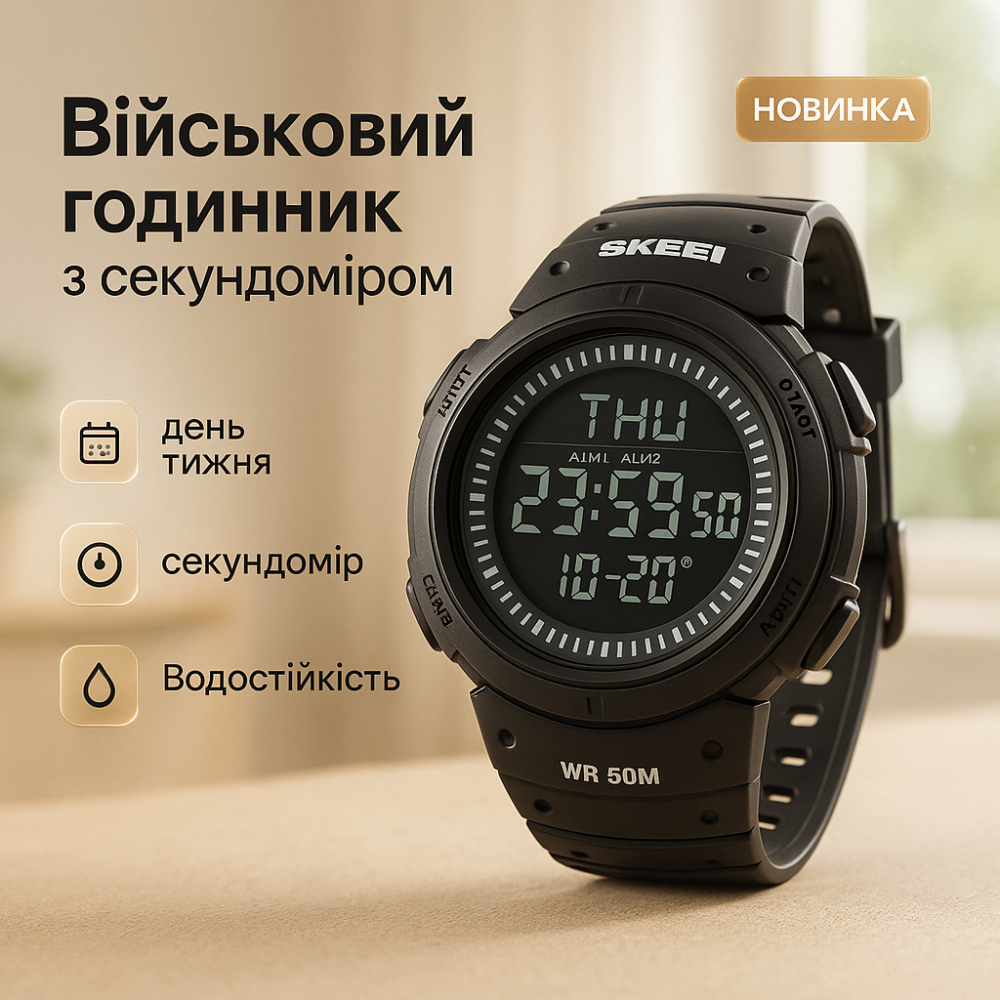 Часы военные мужские SKMEI 1231BK, Военные часы спецслужб, Противоударные часы армейские для зсу NX-64 Львов - изображение 17
