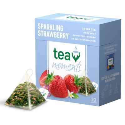Чай Tea Moments Sparkling Strawberry зелений 20х1.8 г пірамідки (tm.02920) Вінниця