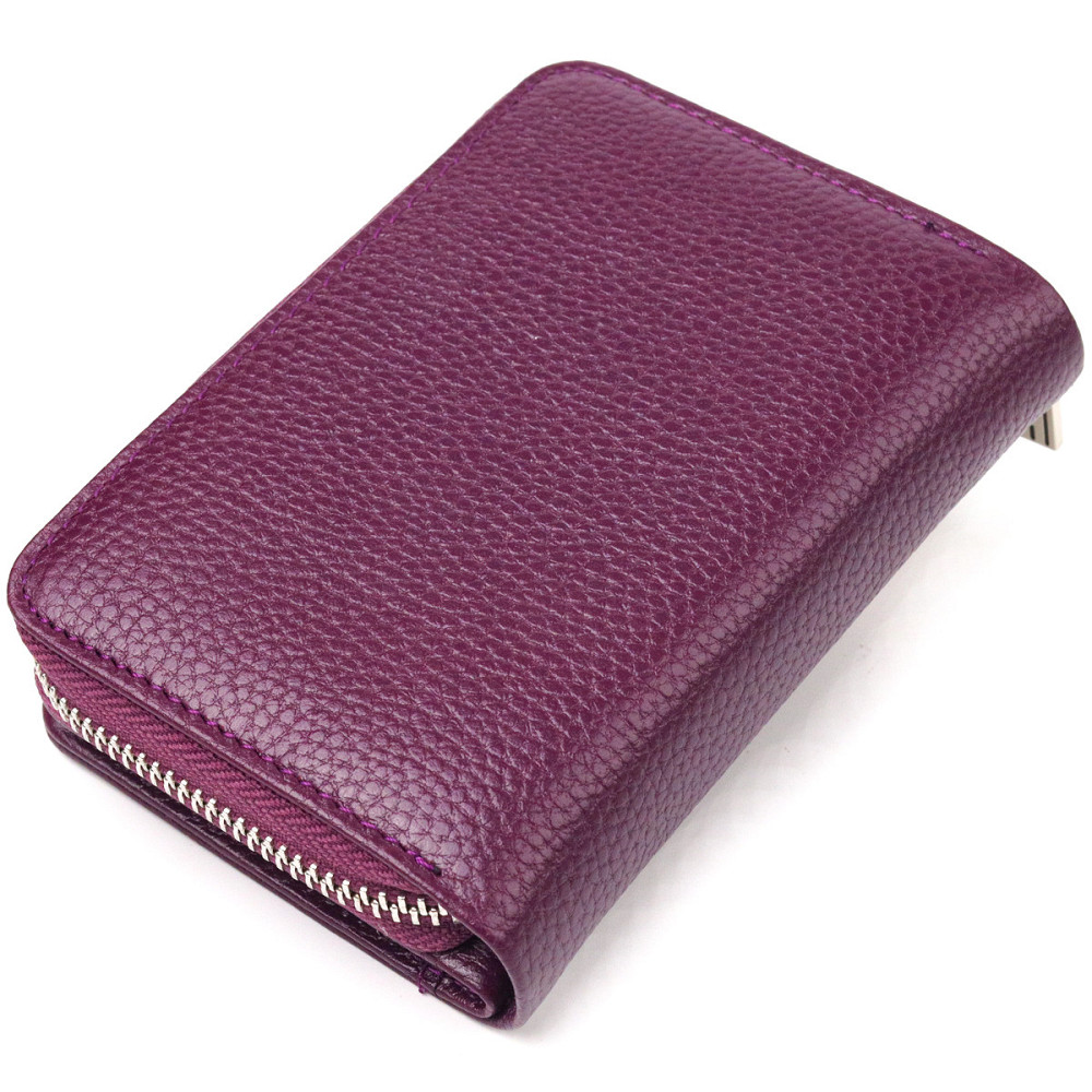 Практичное вертикальное портмоне для женщин с монетницей на молнии из натуральной кожи флотар CANPELLINI 21601 Фиолетовое Киев - изображение 2