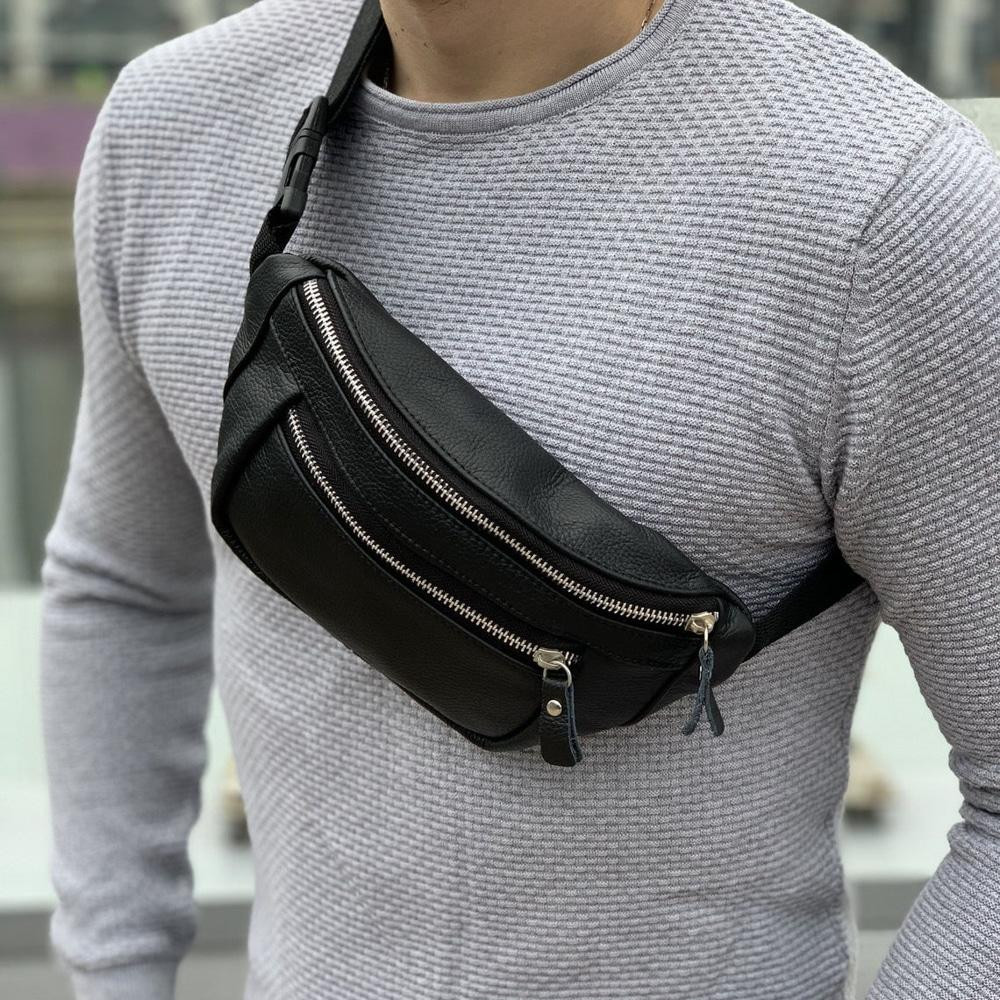 Мужская кожаная бананка, кожаная сумка бананка через плечо, мужская кожаная бананка на пояс Киев - изображение 4