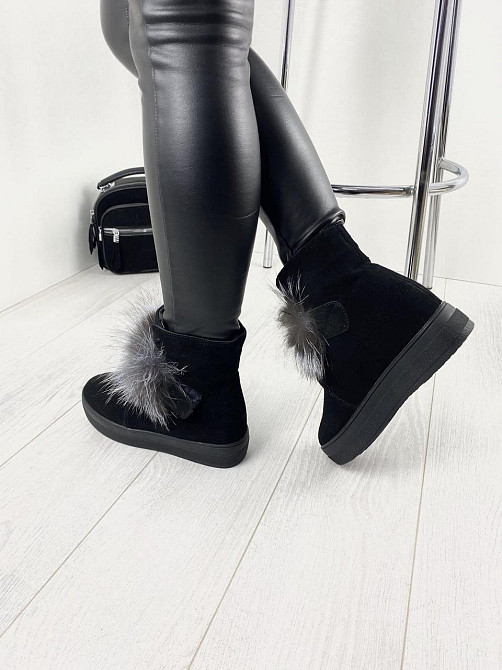 ITTS Угги жіночі ITTS чорні натуральна замша з хутром висота 13,5 см ( ) Коломия - фото 7