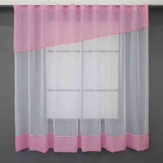 Кухонная занавеска VR-Textil № 047к розовый с белым 270х170 см (50-740) Киев
