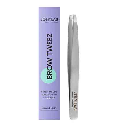 Пинцет для бровей профессиональный скошенный Joly:Lab Киев