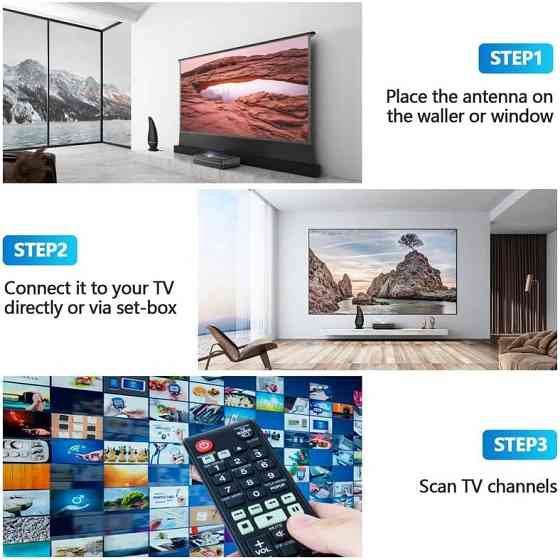 Комнатная цифровая HD-антенна для Smart TV ITBAZ с усилителем сигнала 600 миль — ТВ-антенна с поддержкой 4K 1080P, Черная Киев