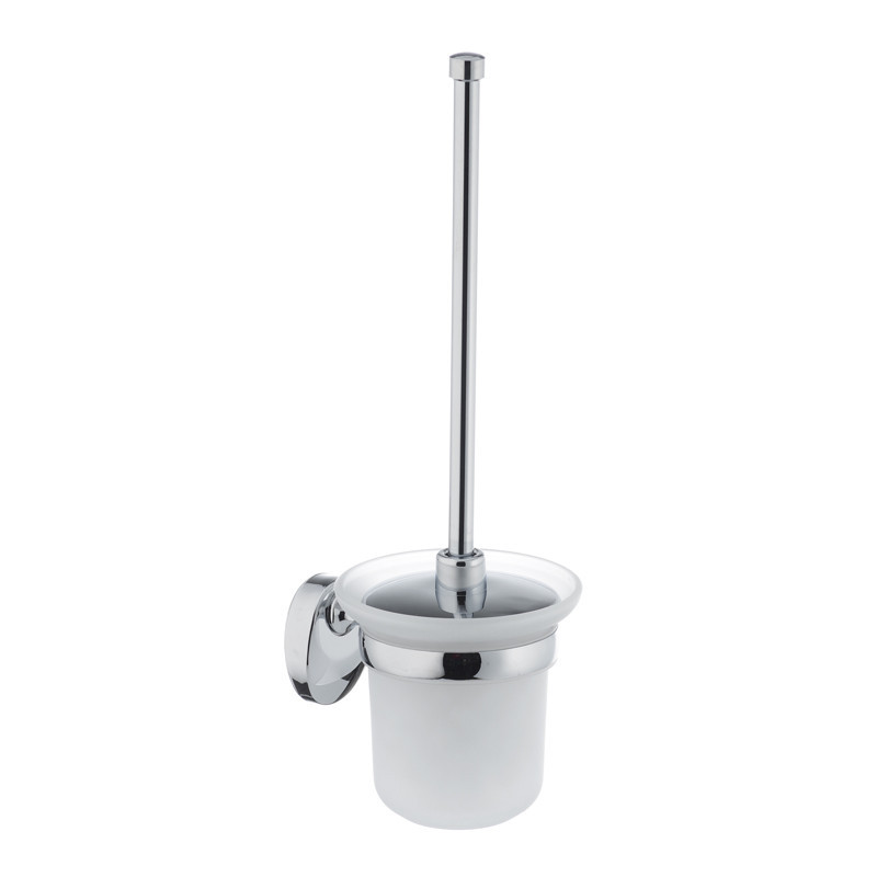 Ерш настенный Zerix LR3310 стеклянный с крышкой высота 370 мм с металлическим каркасом хромированный (LL1441) Черновцы - изображение 1