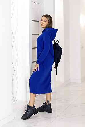 Тепла трикотажна сукня міді з капюшоном "Era" | Норма і батал Електрик, 42-44 Київ