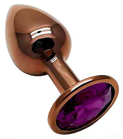 Анальна пробка з кристалом EGZO - Dark Gold Round Plug Purple, size S Sex Aura Київ