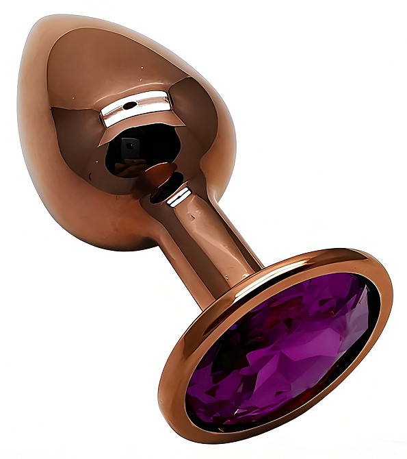 Анальна пробка з кристалом EGZO - Dark Gold Round Plug Purple, size S Sex Aura Київ - фото 2