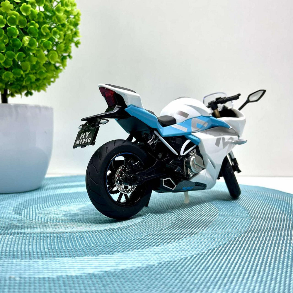 Мотоцикл металопластиковий звуки підсвічування гумові шини рухомі елементи 1:12 Білий (BG 36-480) Чернігів - фото 3