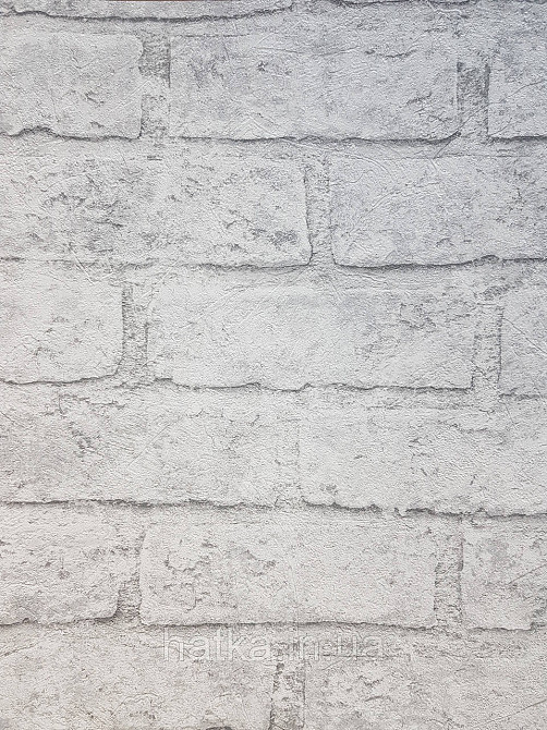 Шпалери вінілові на флізеліні Grandeco Anastasia метрові під цеглу структурні білі сірі Київ - фото 3