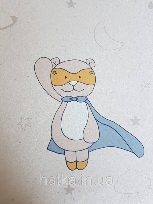 Шпалери флізелінові Decoprint Sweet Dreams дитячі зірки планети місяць коти на світло рожевому 0,53x10,05 м Київ - фото 3