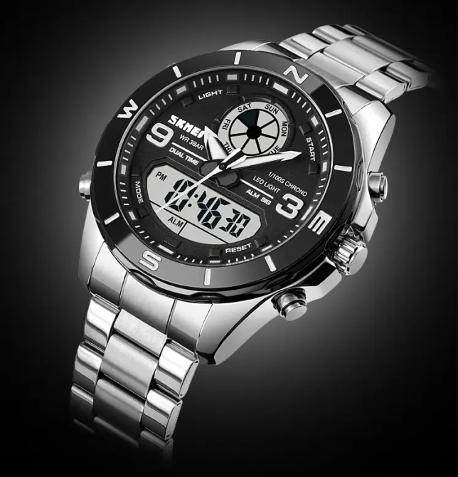 Годинник чоловічий на сталевому браслеті Skmei 1839 (Сріблястий з чорним циферблатом) Вінниця - фото 7