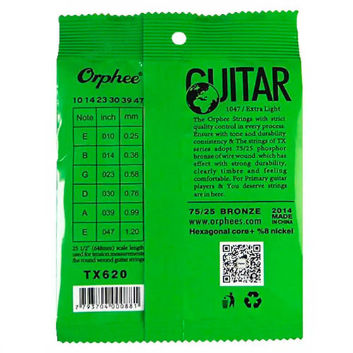 Струни для акустичної гітари Orphee TX620, 6 шт, Extra Light Київ - фото 3