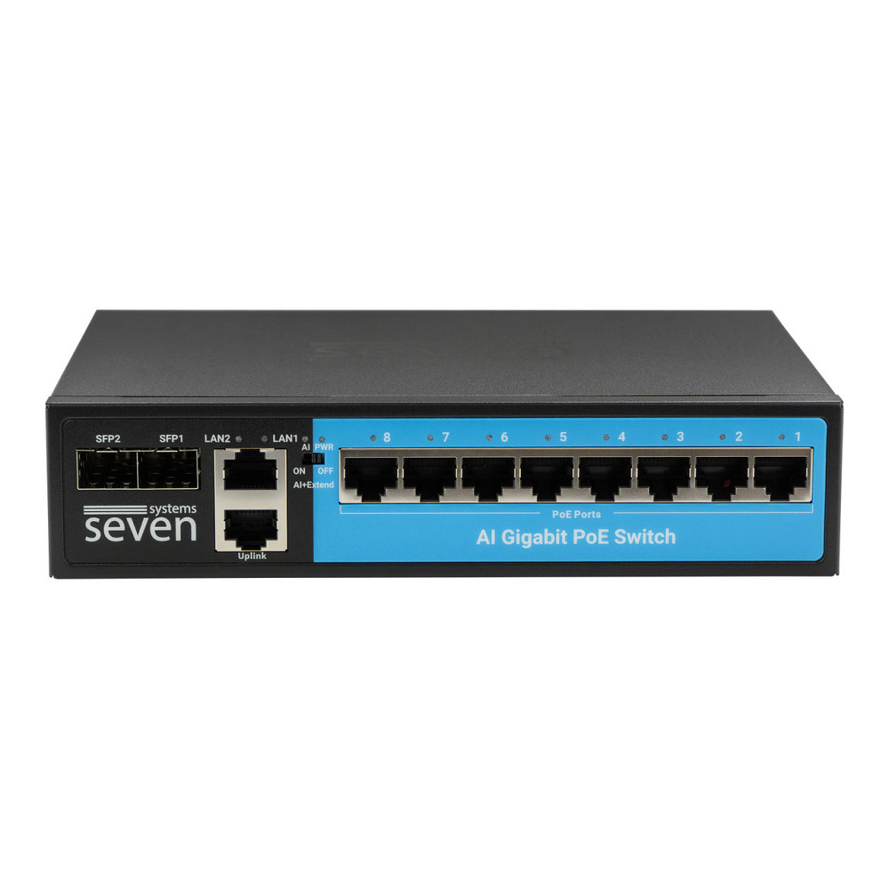 Гігабітний PoE комутатор 8 портів SEVEN P-7328FG-2SFP (POE: 8G, UP: 2G+2SFP) Київ - фото 9